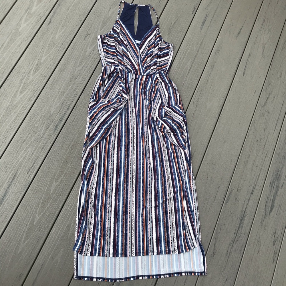 BCBGeneration Striped Midi Dress w/ Pockets - Picture 4 of 4